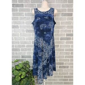 Simply Vera Vera Wang Dress Women's M Paisley Print Sleeveless Asymmetrical Blue